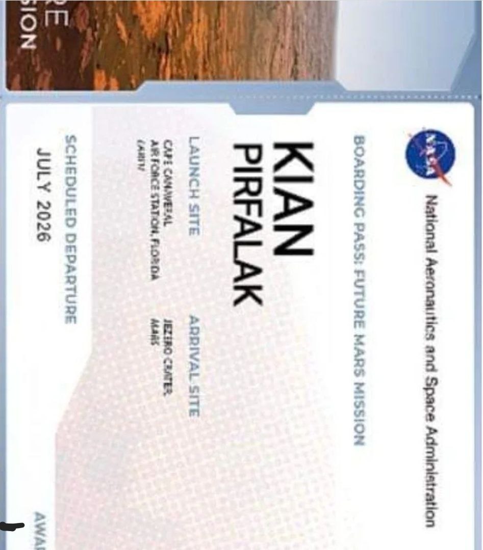 ناسا برای کیان پیرفلک کارت ماموریت سفر به مریخ صادر کرد