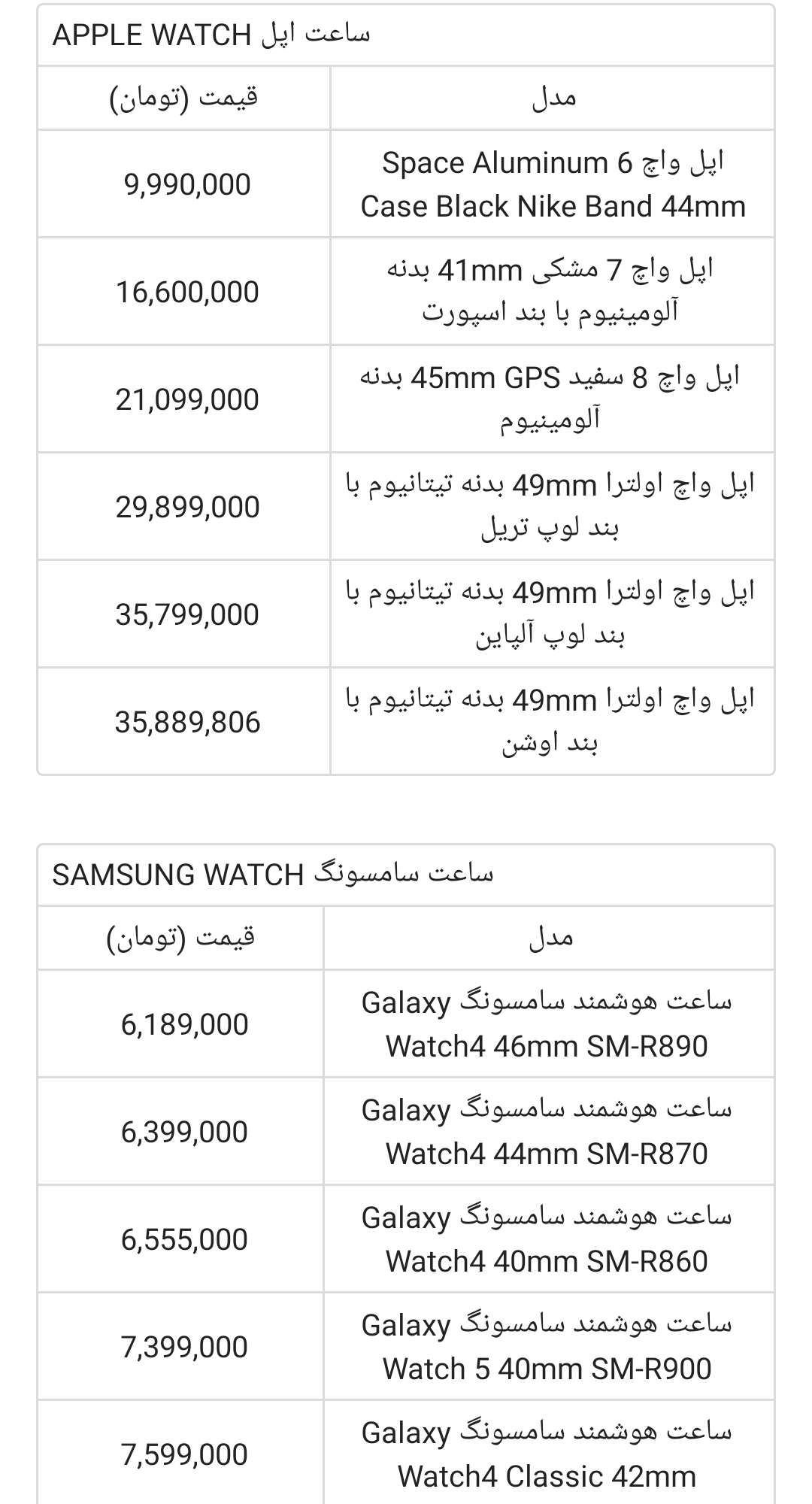 قیمت ساعت هوشمند 