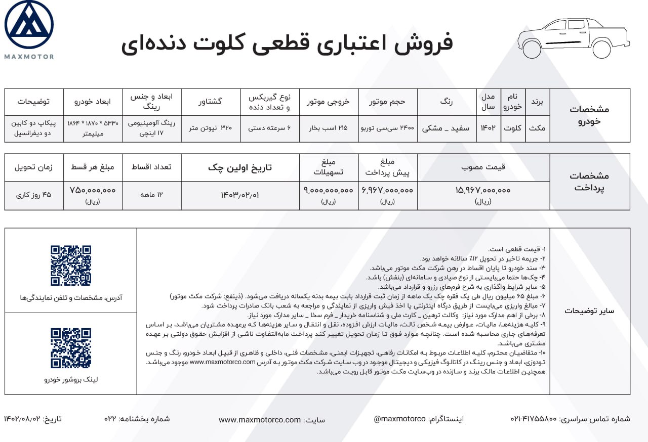 شرایط فروش کلوت دنده ای