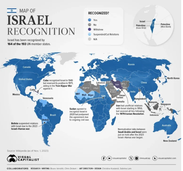 ۲۹ کشوری که اسرائیل را به رسمیت نمی‌شناسند