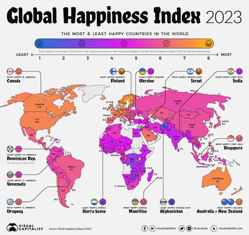 شادترین کشورهای جهان در سال ۲۰۲۳/ رتبه ایران چندم است؟